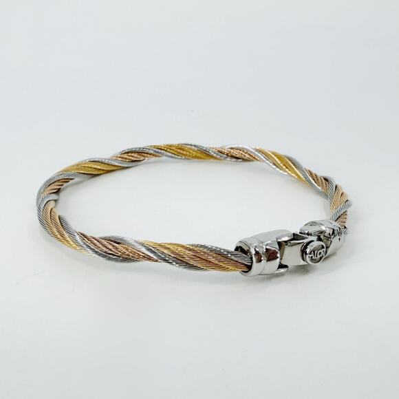 ALOR Modern Twist Braided Stackable Bracelet – Carnation, Grey & Yellow - Picture 1 of 3